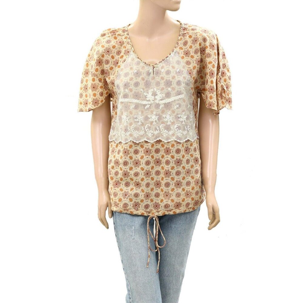 Denim & Supply Ralph Lauren Embroidered Tunic Top Floral Printed M New